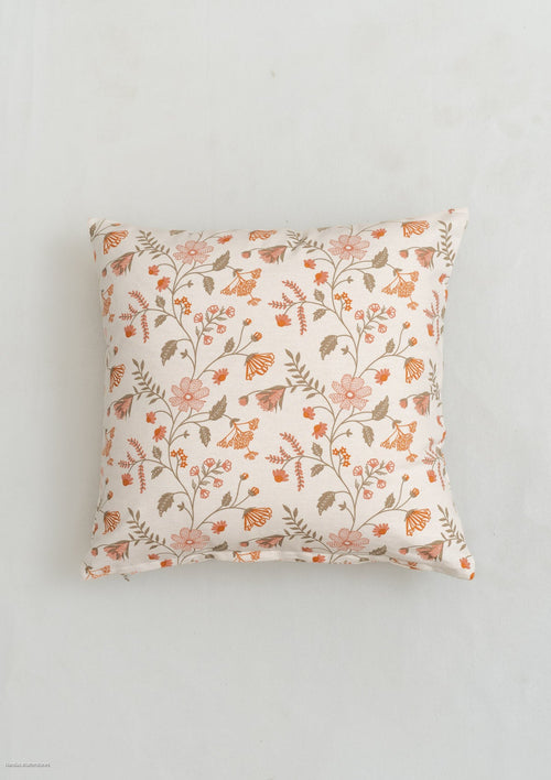 Forest bloom 100% cotton floral cushion cover for sofa - Orange-240455001