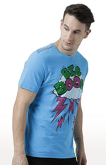 Huetrap Blue Mens Short Sleeve Graphic Printed Tshirt-HT17MKGRATQB00710