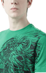 Huetrap Green Mens Short Sleeve Graphic Printed Tshirt-HT17MKGRAGRE00532