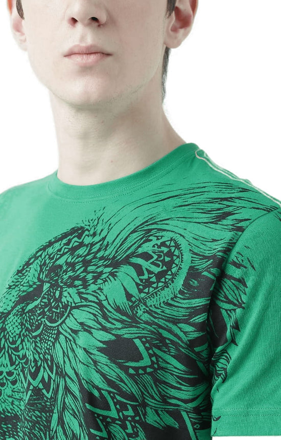 Huetrap Green Mens Short Sleeve Graphic Printed Tshirt-HT17MKGRAGRE00532