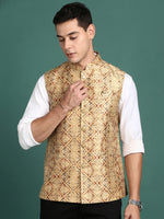 Men Embroidered Mustard Slim Fit Nehru Jacket-GE-1611-Mustard