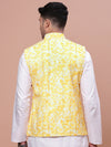 Men Embellished Yellow Slim Fit Nehru Jacket-GE-3011-5-Yellow