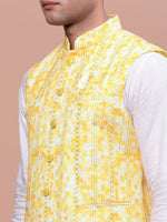 Men Embellished Yellow Slim Fit Nehru Jacket-GE-3011-5-Yellow