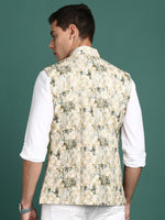 Men Embroidered Cream Slim Fit Nehru Jacket-GE-3412-1-Cream