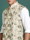 Men Embroidered Cream Slim Fit Nehru Jacket-GE-3412-1-Cream