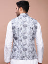 Men Embroidered Grey Slim Fit Nehru Jacket-GE-3412-2-Grey