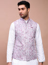 Men Embroidered Purple Slim Fit Nehru Jacket-GE-4105-4-Purple