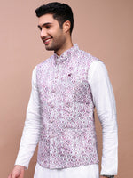 Men Embroidered Purple Slim Fit Nehru Jacket-GE-4105-4-Purple