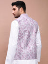 Men Embroidered Purple Slim Fit Nehru Jacket-GE-4105-4-Purple