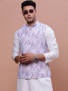 Men Embellished Purple Slim Fit Nehru Jacket-GE-5002-2-Purple