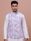 Men Embellished Purple Slim Fit Nehru Jacket-GE-5002-2-Purple