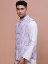 Men Embellished Purple Slim Fit Nehru Jacket-GE-5002-2-Purple