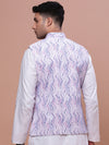 Men Embellished Purple Slim Fit Nehru Jacket-GE-5002-2-Purple