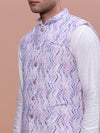 Men Embellished Purple Slim Fit Nehru Jacket-GE-5002-2-Purple