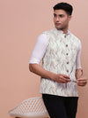 Men Embellished Cream Slim Fit Nehru Jacket-GE-5002-4-Cream