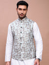 Men Embroidered Sea Green Slim Fit Nehru Jacket-GE-5144-3-Seagreen