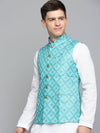 Men Mandarin Collar Printed Green Nehru Jacket-GEW-PR-253-Green