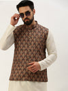 Men Mandarin Collar Printed Multi Nehru Jacket-GEW-PR-262-Multi