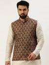 Men Mandarin Collar Printed Multi Nehru Jacket-GEW-PR-262-Multi