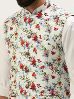 Men Mandarin Collar Printed Multi Nehru Jacket-GEW-PR-268-Multi