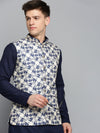 Men Mandarin Collar Printed Yellow Nehru Jacket-GEW-PR-279-Yellow