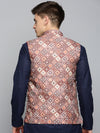 Men Mandarin Collar Printed Brown Nehru Jacket-GEW-PR-287-Brown