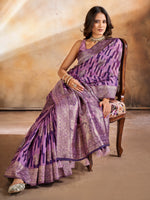 Saree Mall Women's Cotton Blend Mauve Woven Design Designer Saree With Blouse Piece-GITIKA86901