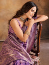 Saree Mall Women's Cotton Blend Mauve Woven Design Designer Saree With Blouse Piece-GITIKA86901