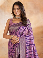 Saree Mall Women's Cotton Blend Mauve Woven Design Designer Saree With Blouse Piece-GITIKA86901