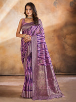 Saree Mall Women's Cotton Blend Mauve Woven Design Designer Saree With Blouse Piece-GITIKA86901