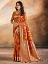 Saree Mall Women's Cotton Blend Mustard Woven Design Designer Saree With Blouse Piece-GITIKA86902