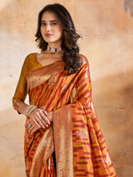 Saree Mall Women's Cotton Blend Mustard Woven Design Designer Saree With Blouse Piece-GITIKA86902