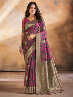 Saree Mall Women's Cotton Blend Pink Woven Design Designer Saree With Blouse Piece-GITIKA86903