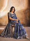 Saree Mall Women's Cotton Blend Grey Woven Design Designer Saree With Blouse Piece-GITIKA86904