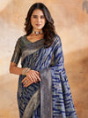 Saree Mall Women's Cotton Blend Grey Woven Design Designer Saree With Blouse Piece-GITIKA86904