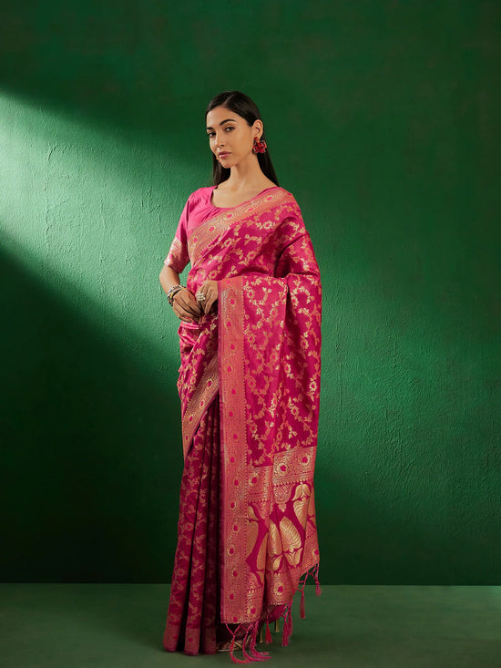 Suha Womens Fashion Ethnic Pink Color Sarees-MLSHWSA1246PNK0ONE