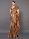 Saree Mall Women's Bhagalpuri  Brown Printed Celebrity Saree With Blouse Piece-GLXS146C