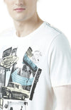 Huetrap White Mens Short Sleeve Graphic Printed Tshirt-HT17MKGRAOFW00610