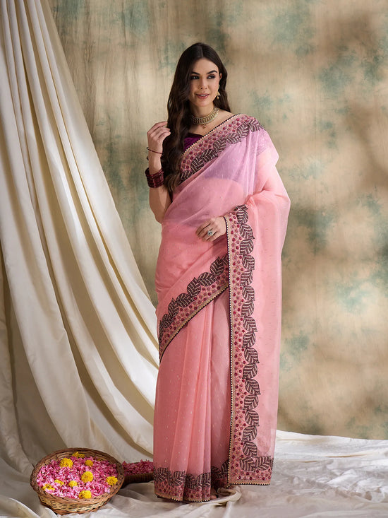 Suha Womens Fashion Ethnic Pink Color Sarees-MLSHWSA1598PNK0ONE