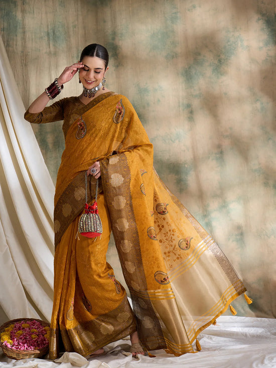 Suha Womens Fashion Ethnic Mustard Color Sarees-MLSHWSA1610MUS0ONE