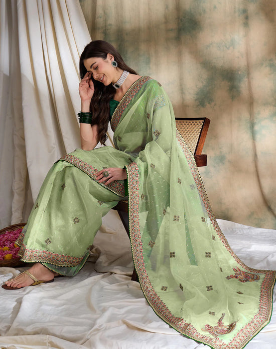 Suha Womens Fashion Ethnic Pista Green Color Sarees-MLSHWSA1616PSG0ONE