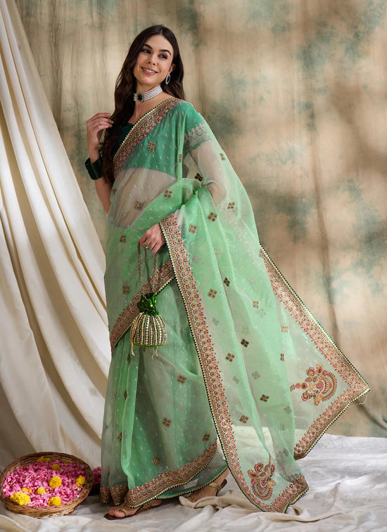 Suha Womens Fashion Ethnic Sea Green Color Sarees-MLSHWSA1617SGR0ONE