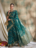 Suha Womens Fashion Ethnic Teal Color Sarees-MLSHWSA1590TEL0ONE