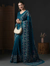 Saree Mall Women's Cotton Slub Teal Blue Printed Designer Saree With Blouse Piece-GRNS25A