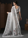 Saree Mall Women's Cotton Slub White Printed Designer Saree With Blouse Piece-GRNS25C