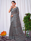 Saree Mall Women's Cotton Slub Grey Printed Designer Saree With Blouse Piece-GRNS27A