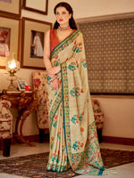 Saree Mall Women's Soft  Beige Printed Designer Saree With Blouse Piece-GRUHAM102