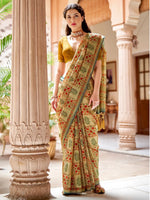 Saree Mall Women's Soft  Beige Printed Designer Saree With Blouse Piece-GRUHAM106