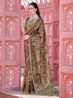 Saree Mall Women's Banarasi  Brown Printed Designer Saree With Blouse Piece-GRUHAM203