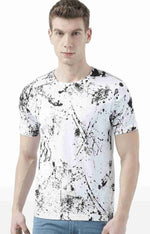 Huetrap White Mens Short Sleeve Graphic Printed Tshirt-HT17MKGRAWHT00683